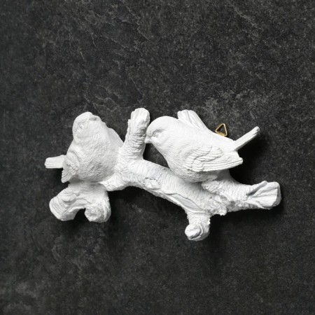Suspension decor - hanger "twig with two birds" white-2