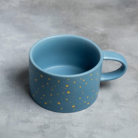 Tea couple ceramic with a matte coating "I love you", 200 ml, blue color-4