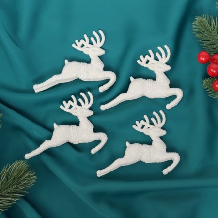 Christmas tree toys 4 pcs. “Winter magic. White jumping deer »Plastic, 9x5 cm
