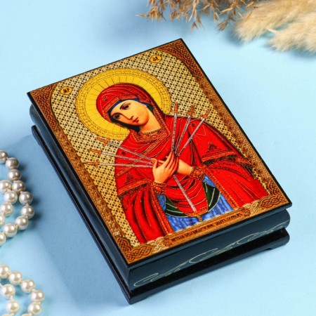 Casket "God's mother softening of evil hearts" 10 × 14 cm, lacquer miniature