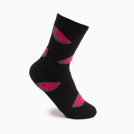 Women's terry socks "watermelon", black color, size 23-25