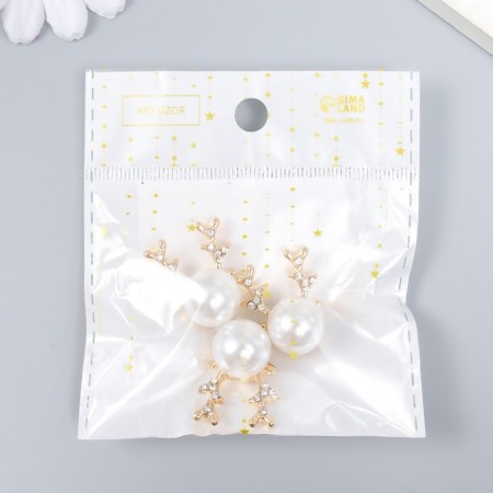 Decor for creativity Metal, plastic "Reindeer" set 3 pcs rhinestones, gold 2.4x2 cm-3