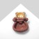 Broach "Bear" in a bag, brown color in matte gold