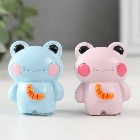 Souvenir Polystone "Frog with a caterpillar" mix 2.5x3.5x5 cm-1