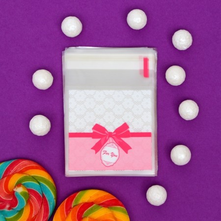 BOPP package with sticky tape, "for you", 7*7+3cm-5