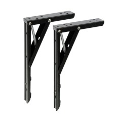 Folding bracket for tables and shelves of tundra, F001, 2 pcs., Length 250 mm., Steel, Black color 9703