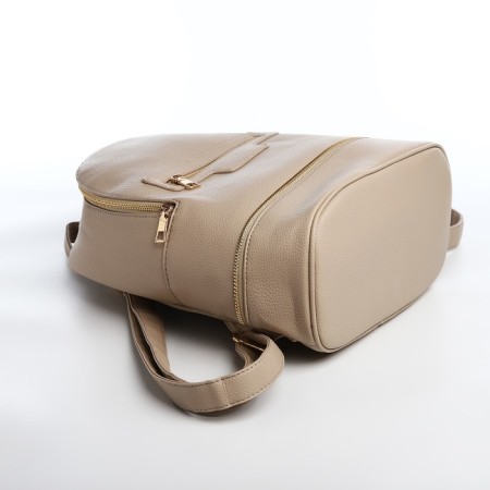 Women's backpack made of artificial leather with lightning, 1 pocket, beige color-3