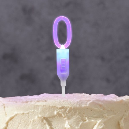 LED candle "Figure 0", 14.5 cm, from batteries LR1130x3 (included), glow of multi (RGB)