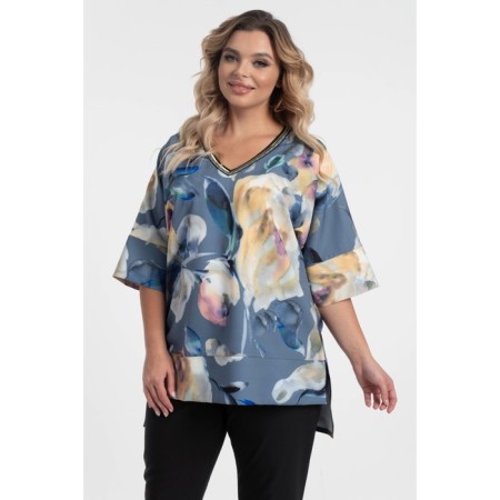Female blouse, size 52, gray, beige color-5