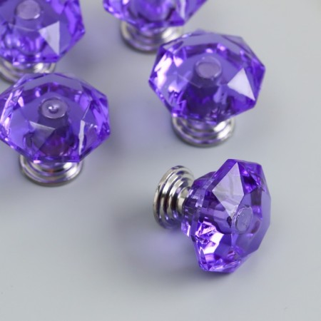 Handle for the casket Metal "Violet Crystal" silver 2.6x2.6x2.4 cm