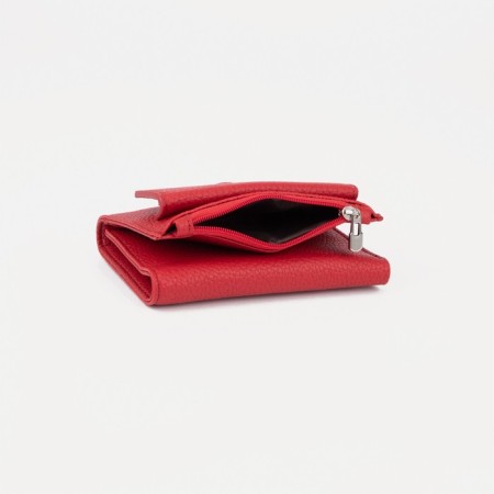 Women's wallet on the button, red color-4