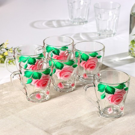 A set of mugs "Pink petals", 250 ml, in gift packaging, 6 pcs, mix