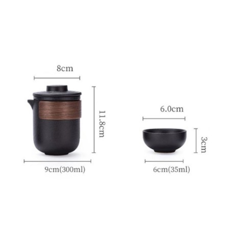 A set for a tea ceremony 6 items per 4 people: a cup 35 ml, a kettle 300 ml, black-5