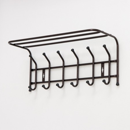 Wall hanger with a shelf for 6 hooks, the color is copper