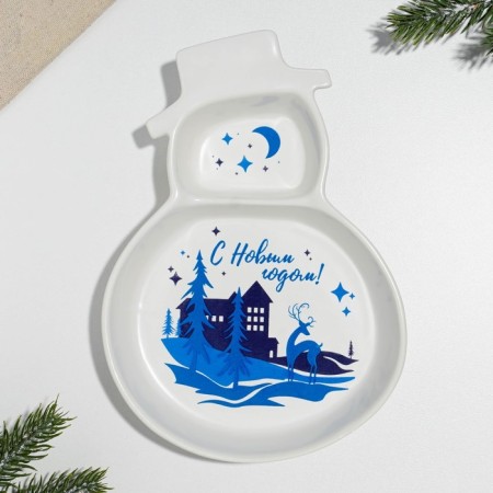 Ceramic Mengitsa “Happy New Year!”, 14 x 20 x 3 cm, white color-1