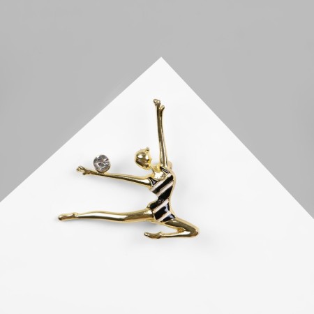 Brooch "Gymnast with the ball", the color is black and white in gold-1