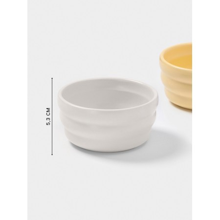 Saladniki Dolyana "Zephyr", 250 ml, d = 11 cm, set 2 pcs, ceramics, white, yellow-2