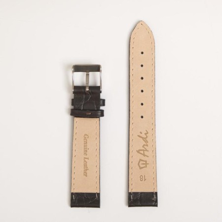 Watch strap, male, 18 mm, harness 75 mm, larynx 115 mm, genuine leather, dark brown-2