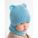 A cap on ties with ears children's Amarobaby Pure Love Bear, with a lining, size 40-42 cm, blue color
