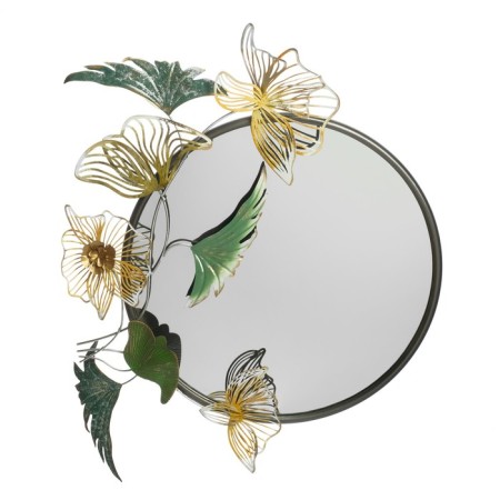 Wall metal decor with mirror "openwork flowers" 86.4x71.1x8.3 cm-1