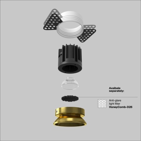 Built-in lamp Technical DL058-12W4K-TRS-BS Round, 115x60 mm, LED, 12W, 1020LM, 4000K, Brass-10