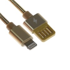 Lightning cable - usb, 2.1 a, metal braid, 1 meter, golden