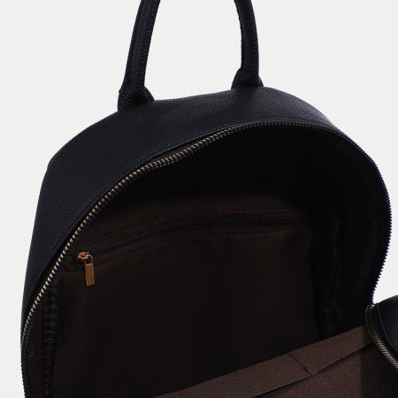 Women's backpack made of artificial leather with a zipper Star Bag, 5 outer pockets, black color-5