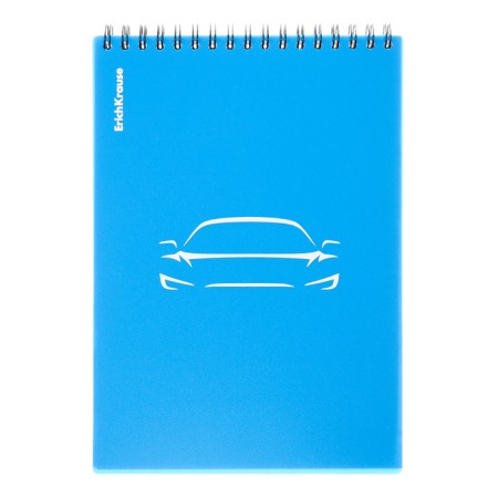 Notepad for spirals A5, 80 sheets, cage, Erichkrause "Mirage", plastic cover silk -screen cover, OFSET BELICE 100%, blue-4