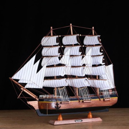Souvenir ship large "Deutschland", sides dark tree, white sails, 60 × 12 × 51 cm-1
