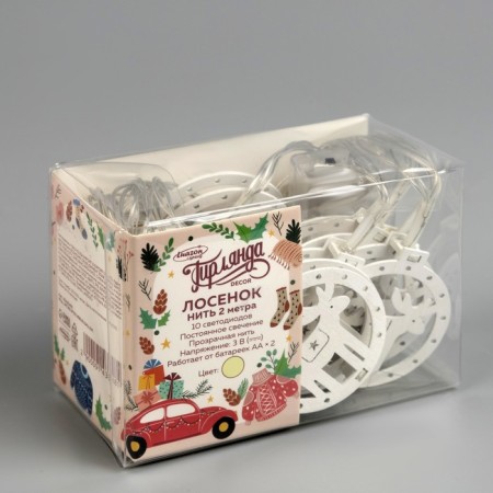Garland “thread” 2 m with nozzles “Olena”, IP20, transparent thread, 10 LED, glow warm white, AAH2-4