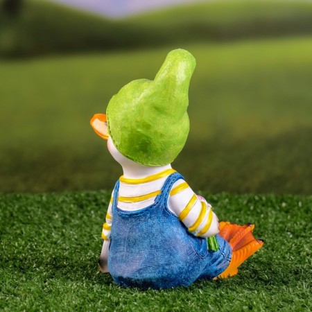 Garden figure "Duckling with flowers" 10x5.5x16cm-2