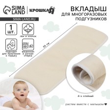 Вкладыш в многоразовый подгузник 4-х слойный, Лен/Хлопок