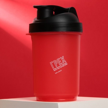 Sports shaker “sin”, red-black, with a bowl for protein 500 ml-1