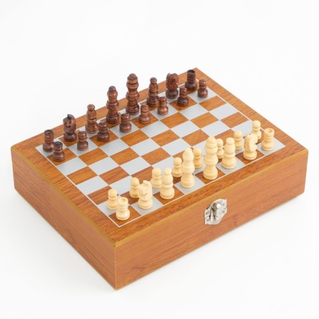Set 6 in 1: Flaw 8 OZ, glass, funnel, cubes 5 pcs, cards, chess, 18 x 24 cm, mix-6