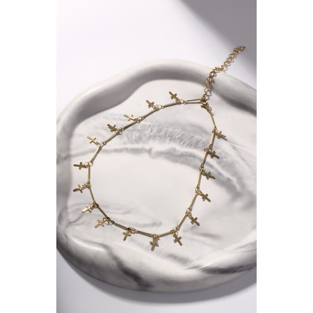 Metallica chocker crosses, color gold, l = 30 cm-1