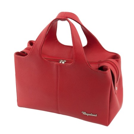 Bag women, genuine leather, red 36x10x33 cm