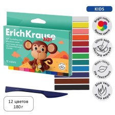 Plasticine is soft 12 colors, 180 g, Erichkrause 