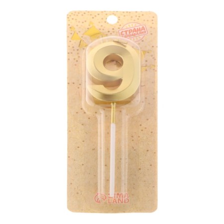 Candle in the cake on the skewer "Fine", the number "9", gold, 5 cm-6