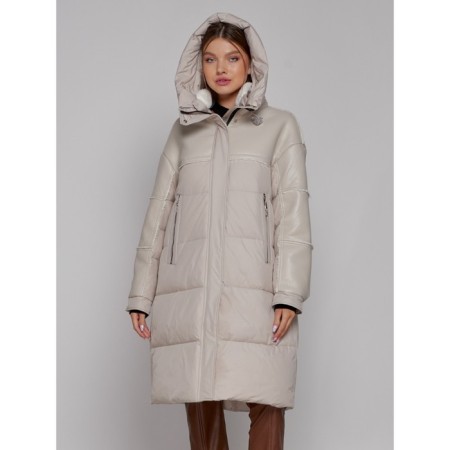 Coat insulated winter female, size 42, beige color-4