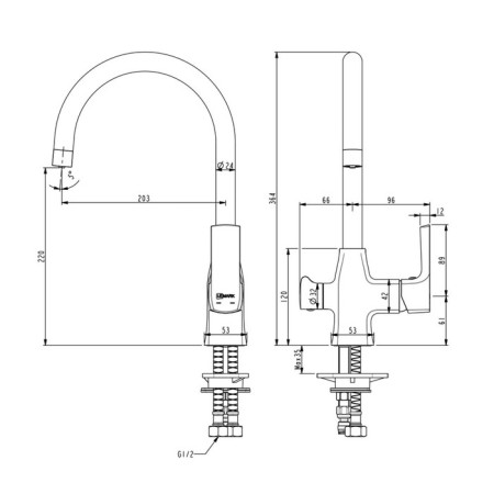 LEMARK URSUS LM7261BL kitchen mixer, single -legged, output for drinking, black-3
