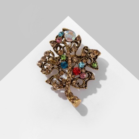 Brooch "Mine Leaf" openwork, colored in black gold-2