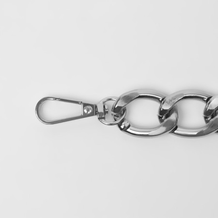 A chain for a bag, with carbines, metal, flat, 29 × 19 mm, 30 cm, silver color-1