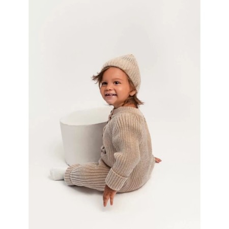 Knitted Knitted Pure Love Tot, demi -season, height 80 cm, beige color-4