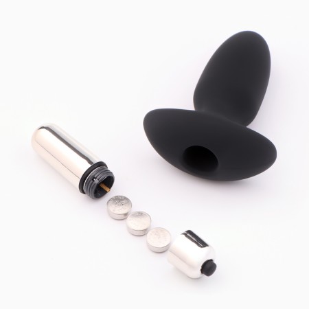 Anal vibrovalla Oka-Chopka, with vibropuli, 7.5 x 3.5 cm, software, silicone, black-5