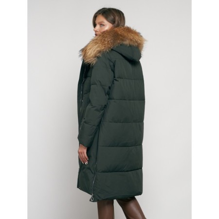 Coat insulated winter female, size 46, dark green color-18