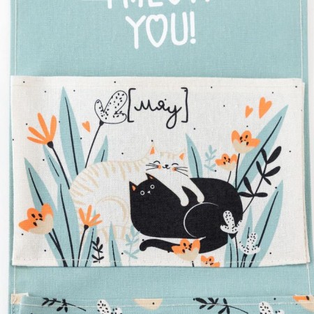Pocket Textile Ethel "I Meow You" 2 departments, 41x20 cm-3