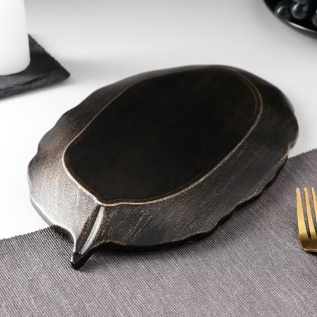 Fruit dish "leaf", 30 × 18 × 2 cm, bronze color-2