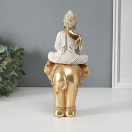 Souvenir Polystone "Buddha Shakyamuni on the Golden Elephant" 11x10x25 cm-3