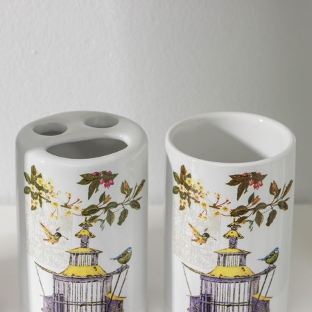 A set of accessories for the bathroom "Cell", 4 items (300 ml dispenser, soap room, 2 glasses), white color-2