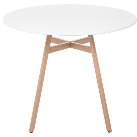 Round table Skandi metal, white/natural 90x90x73 cm-5